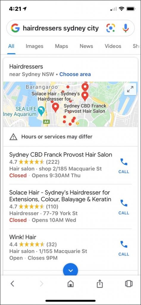 Example of Google My Business